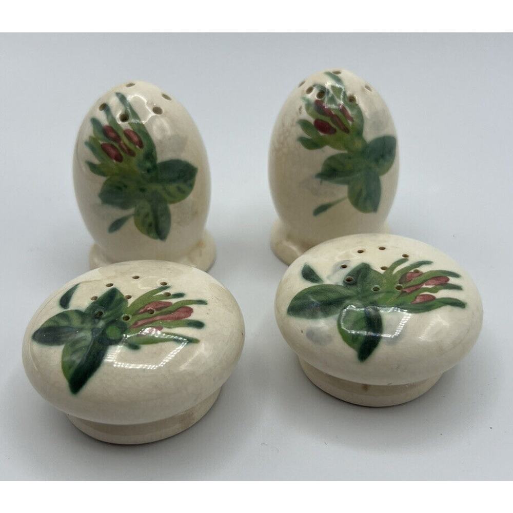 Salt and Pepper Shakers 2 sets Ivory Hand Painted Lexington Roses Red Wing